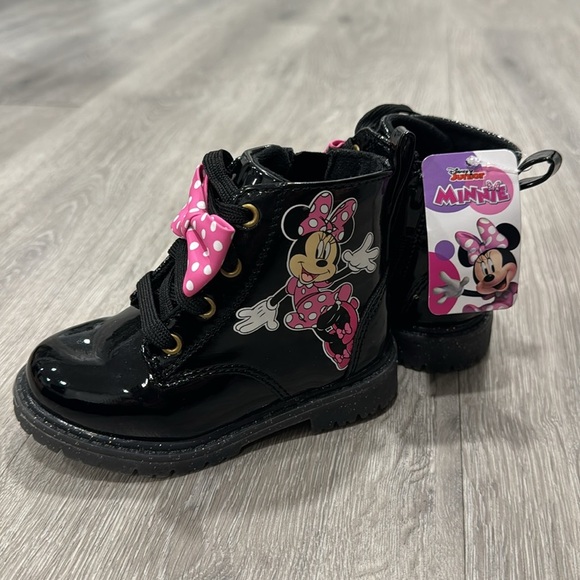 Minnie Mouse High Top Black Combat Boots Toddler Girls Baby Size 6 Disney - Picture 9 of 13